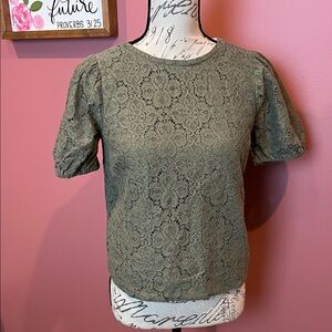 LOFT Olive Lace Blouse